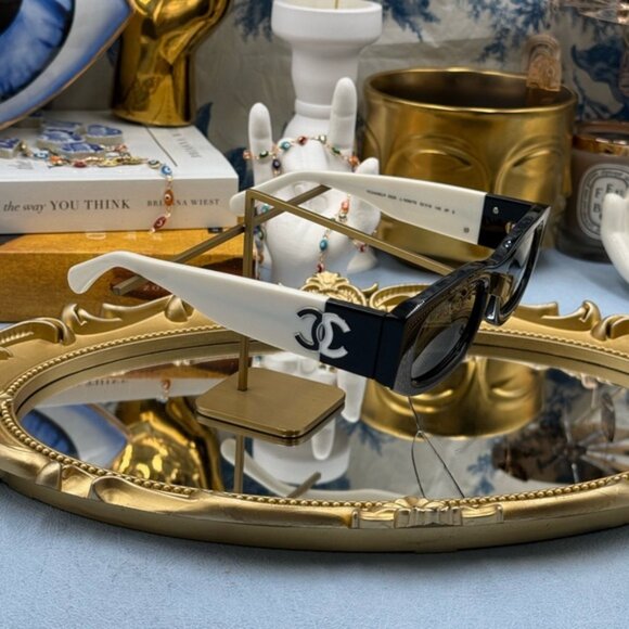 🆕 CHANEL 🧿 NWOT CH5525 Black & White Square Acetate Polarized Sunglasses - Picture 14 of 16